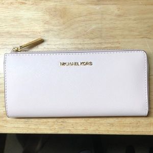 Jet Set Travel Large Saffiano Leather Quarter-Zip Wallet